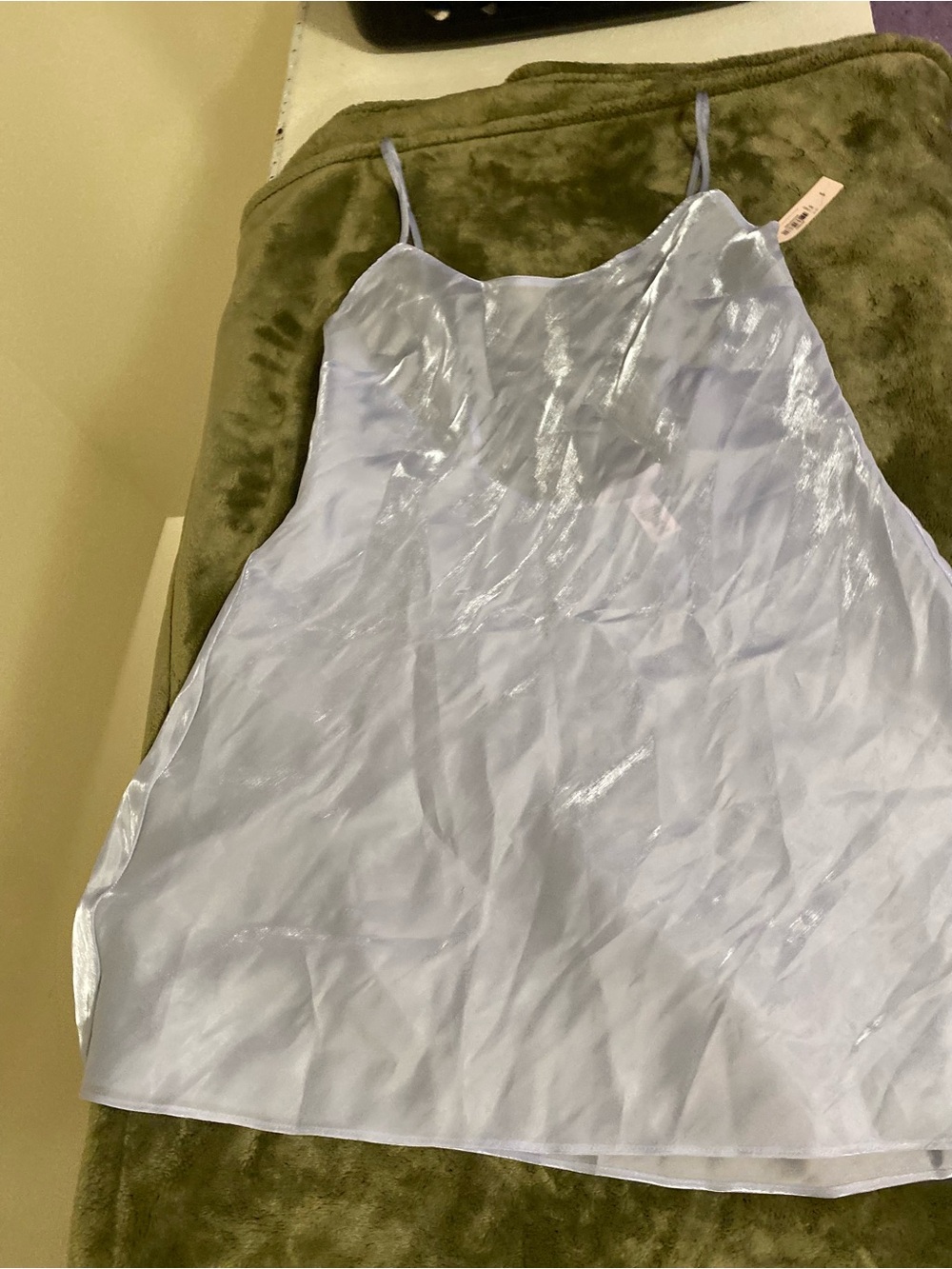 NWT Victoria's Secret iridescent blue sheer  Satin Slip Chemise